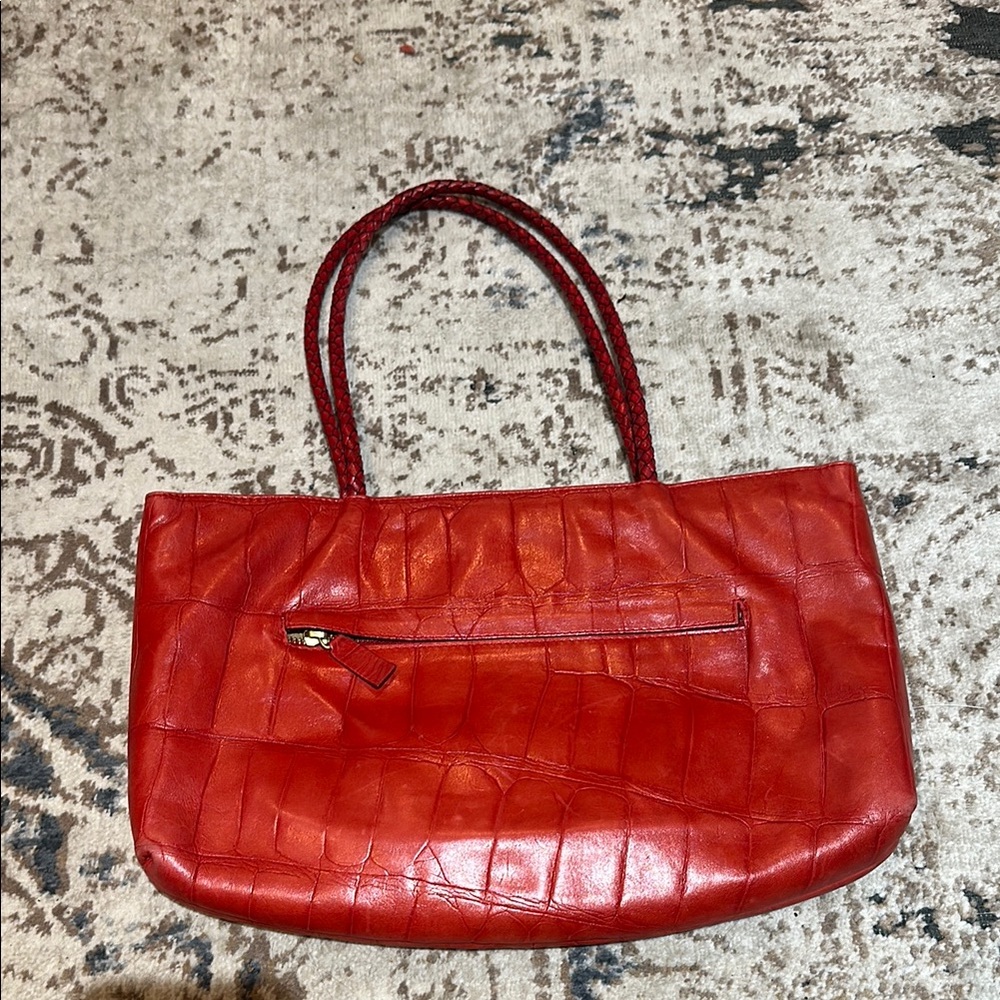 Italian Leather Croc-Embossed Bag